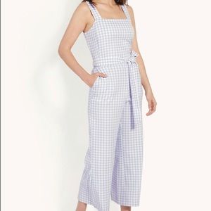 Ann Taylor Gingham Belted Jumpsuit